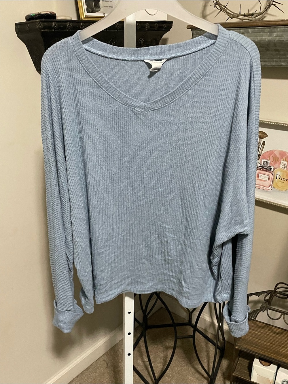 Caslon Pale Blue Ribbed Crewneck Top - Picture 5 of 7